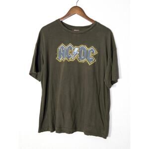 American Eagle AC/DC Band Tee Green Size M Grunge Rocker Streetwear